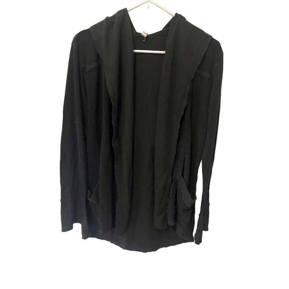 Elan Open Front Black Cardigan LightWeight Hoodie - Picture 7 of 7